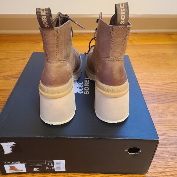 Sorel Hi-Line Heel Lace Up Boots Women's Sz 8.5 Umber Ceramic Suede / Nubuck - Picture 4 of 9